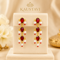 Trilok Ruby & Pearl Cascade Earrings